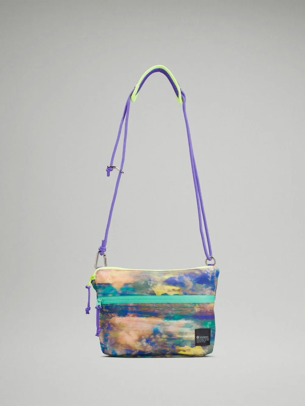 lululemon athletica Multicolor Crossbody Bag with Neon Yellow and Purple Strap
